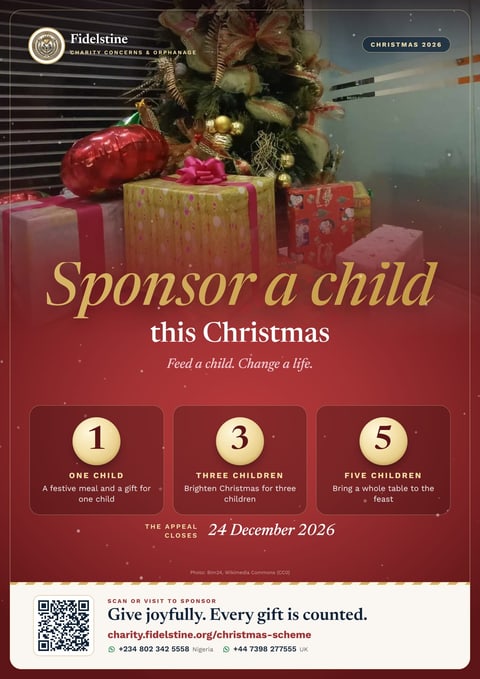 Flyer: Sponsor a child this Christmas, for one, three or five children, before 24 December 2026